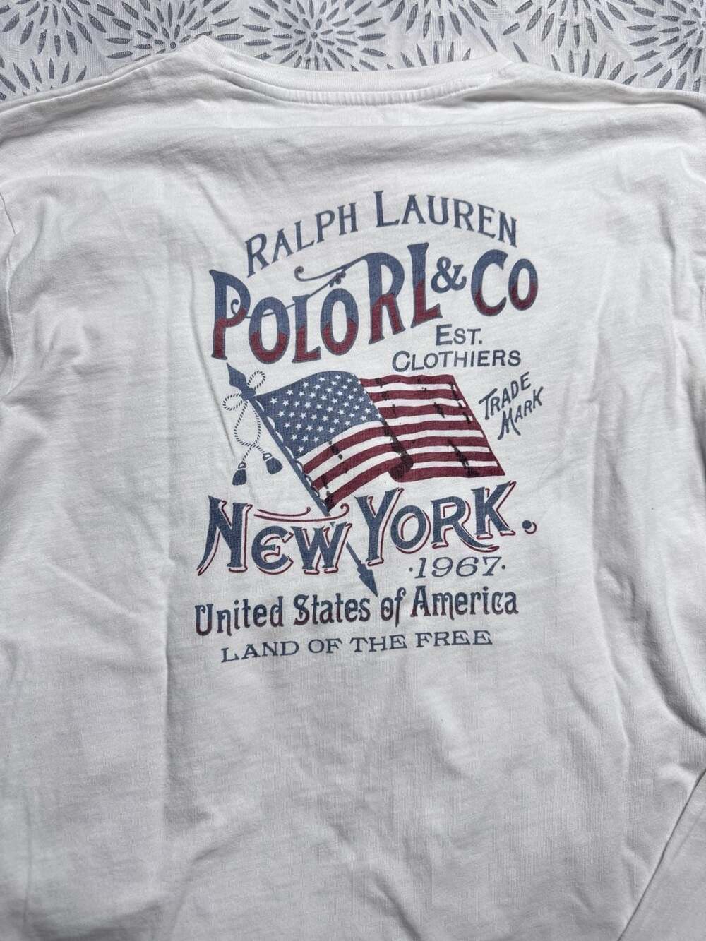 Polo Ralph Lauren Flag Pocket Long Sleeve T-Shirt Men’s Size Small White